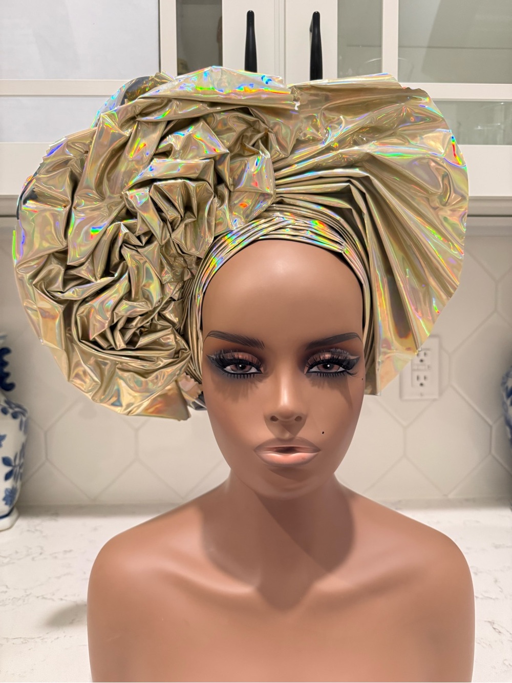 Gold Metallic Leather Auto Gele Headwrap